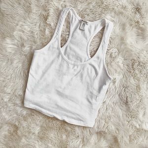 White Racer Back Crop Top
